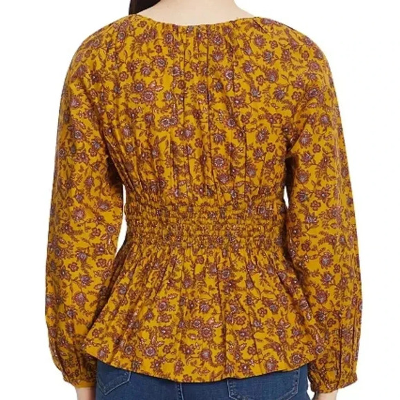 Sam Edelman Women's Cilian Cotton Smock-Waist Peplum Blouse Size Small. - Picture 4 of 16